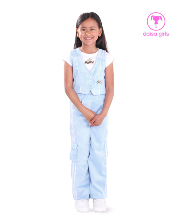 conjunto-pantalon-chaleco-pana-azul-bolsillo-cargo-resorte-cintura-escote-v-blusa-ropa-para-nina-daisa-girls-bogota-colombia
