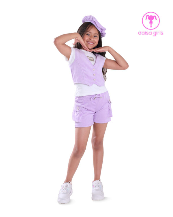 conjunto-short-chaleco-boina-pana-resorte-cintura-escote-v-blusa-lila-ropa-para-nina-daisa-girls-bogota-colombia