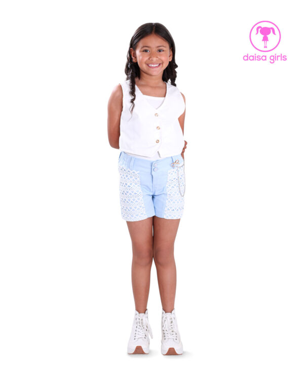 conjunto-short-dril-cremalleras-botones-crochet-corte-chaleco-dril-rigido-crop-escote-v-manga-sisa-azul-ropa-para-nina-daisa-girls-bogota-colombia