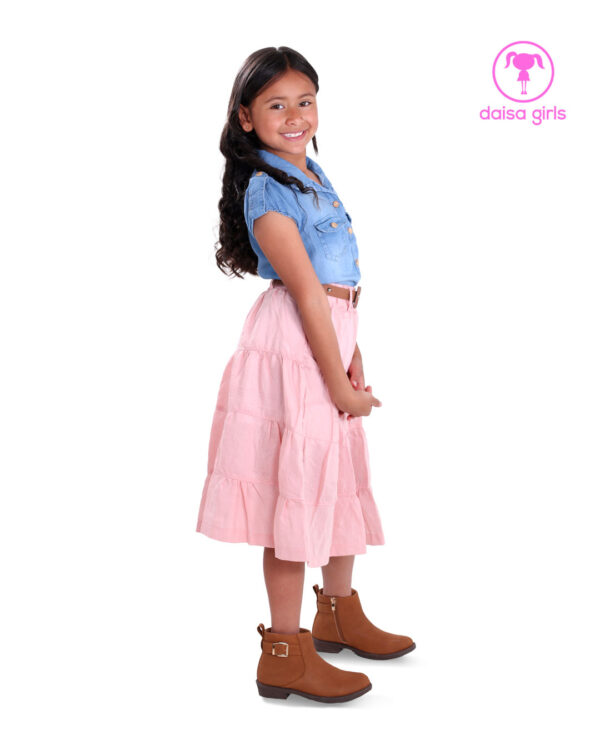 falda-algodon-jaspe-maxi-largo-pretina-encauchada-pasadores-cortes-paneles-forro-curuba-camisa-jean-rigido-vista-lateral-ropa-para-nina-daisa-girls-bogota-colombia