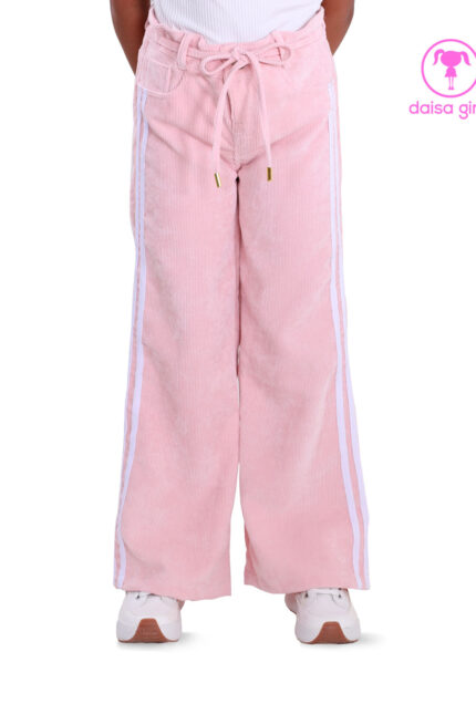 pantalon-pana-silueta-palazo-flare-pretina-caucho-cordon-pretina-cintas-laterales-rosado-vista-delantero-ropa-para-nina-daisa-girls-bogota-colombia