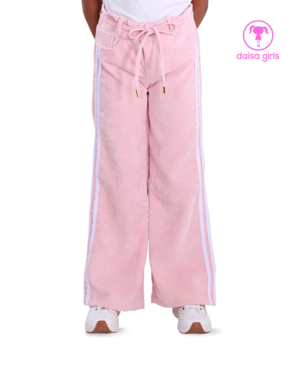 pantalon-pana-silueta-palazo-flare-pretina-caucho-cordon-pretina-cintas-laterales-rosado-vista-delantero-ropa-para-nina-daisa-girls-bogota-colombia