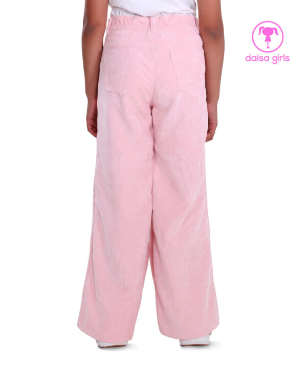 pantalon-pana-silueta-palazo-flare-pretina-caucho-cordon-pretina-cintas-laterales-rosado-vista-espalda-ropa-para-nina-daisa-girls-bogota-colombia