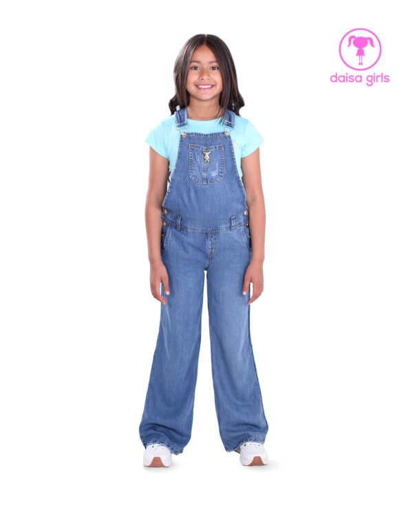 peto-pantalon-jean-rigido-tiras-palazzo-flare-bolsillos-cargo-tapa-caucho-azul-medio-camiseta-verde-menta-ropa-para-nina-daisa-girls-bogota-colombia