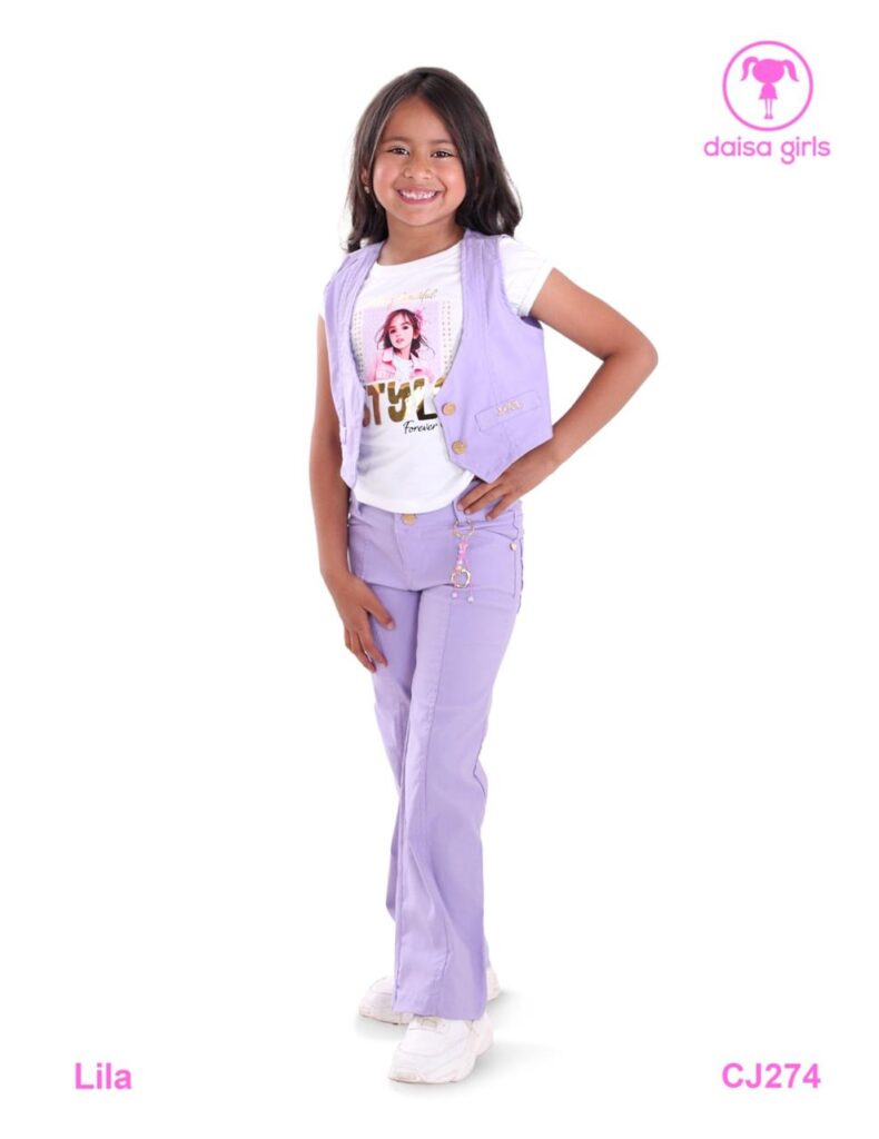 Conjunto Chaleco Niña Morado