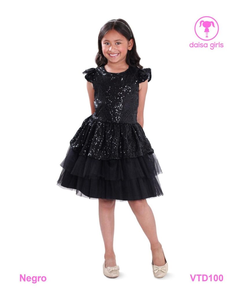 Vestido Negro Lentejuelas Niña
