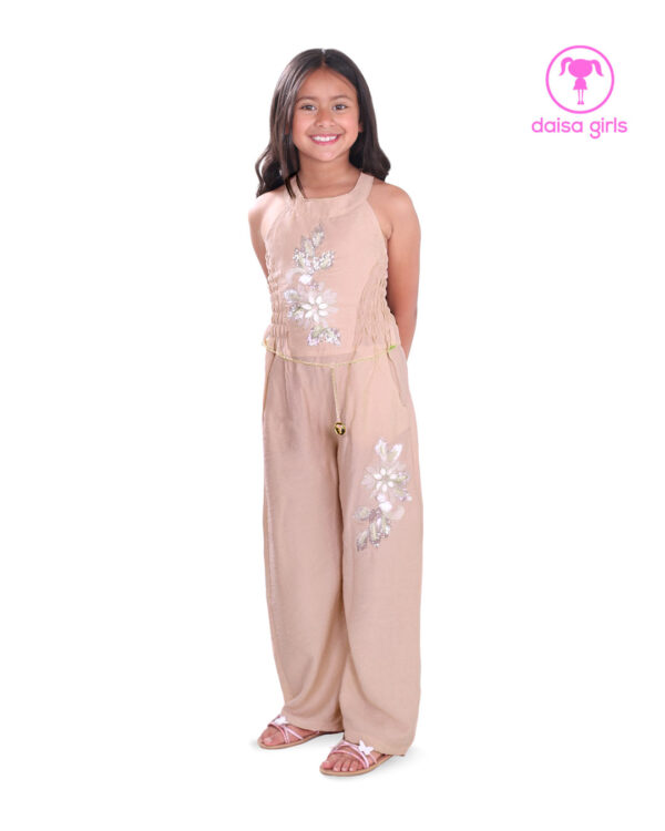 enterizo-pantalon-rayon-escote-redondo-cuello-halter-manga-sisa-abertura-espalda-botones-cintura-entallada-bolsillo-camel-ropa-para-nina-daisa-girls-bogota-colombia-1