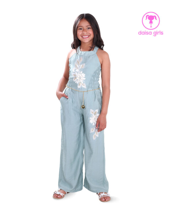 enterizo-pantalon-rayon-escote-redondo-cuello-halter-manga-sisa-abertura-espalda-botones-cintura-entallada-bolsillo-verde-ropa-para-nina-daisa-girls-bogota-colombia-1