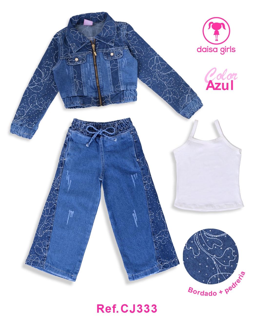 conjunto-jean-rigido-silueta-palazo-cortes-laterales-bordado-pedreria-chaqueta-corta-encauchado-puño-resortado-vista-delantero-ropa-para-nina-daisa-girls-bogota-3