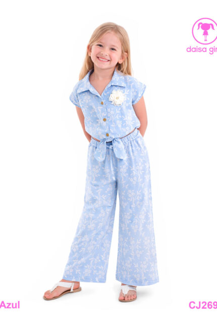 Conjunto Rayón Estampado Flores Para Niña