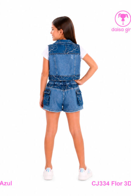 crochet-denim-bordado-flores-chaleco-cuello-sport-short-pretina-encauchada-cordon-bolsillos-cargo-espalda-daisa-girls-ropa-para-niña-bogota-colombia